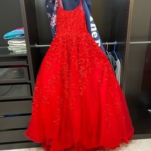 Red prom dress with pockets